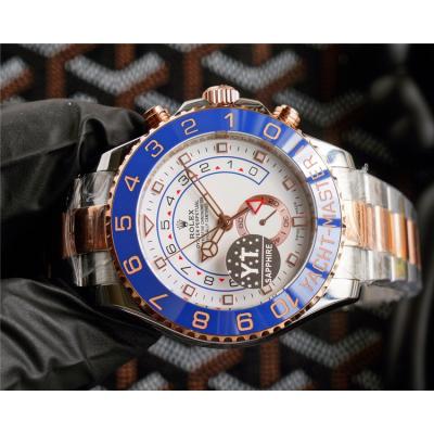 Replica Yacht-Master A21j Automatic Mens Watch White Dial Oyster Bracelet Two Tone Rose Gold E399