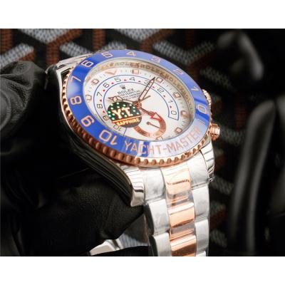 Replica Yacht-Master A21j Automatic Mens Watch White Dial Oyster Bracelet Two Tone Rose Gold E399