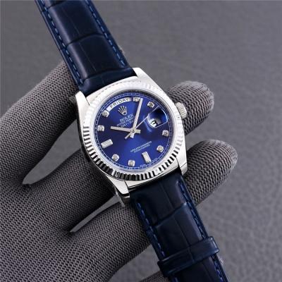 Replica  Day-Date A2836 Automatic Movement Mens Watch Ice Blue Dial Leather Strap A E402