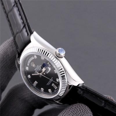 Replica  Day-Date A2836 Automatic Movement Mens Watch Ice Blue Dial Leather Strap A E402