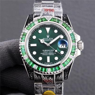 Replica Submariner A21J Automatic Movement Mens Watch Green Dial Vintage Engraving SS E403