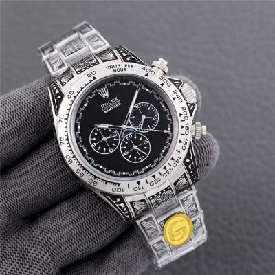 Replica Cosmograph Daytona A21J Automatic Mens Watch Blue Dial Vintage Engraving Bracelet B E404