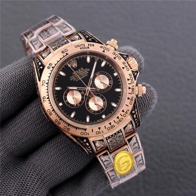 Replica Cosmograph Daytona A21J Automatic Mens Watch Black Dial Vintage Engraving Bracelet C E404