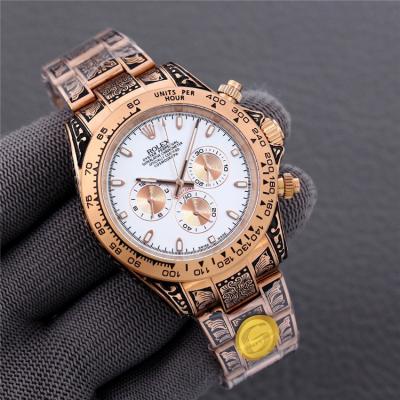 Replica Cosmograph Daytona A21J Automatic Mens Watch Black Dial Vintage Engraving Bracelet C E404