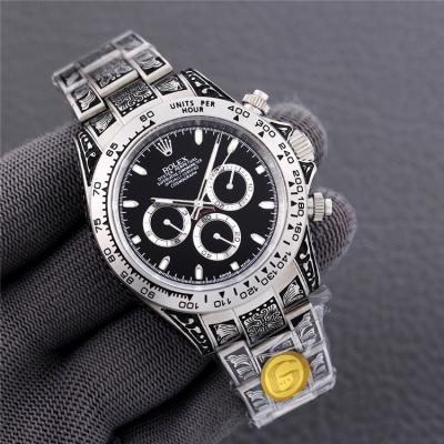 Replica Cosmograph Daytona A21J Automatic Mens Watch Black Dial Vintage Engraving Bracelet C E404