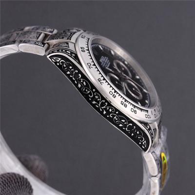 Replica Cosmograph Daytona A21J Automatic Mens Watch Black Dial Vintage Engraving Bracelet C E404