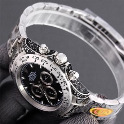 Replica Cosmograph Daytona A21J Automatic Mens Watch Black Dial Vintage Engraving Bracelet C E404