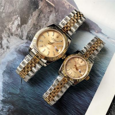 Replica Datejust Japan Miyota 8215 Automatic Couple watch Gold Dial Jubilee Bracelet Two Tone Yellow Gold E405