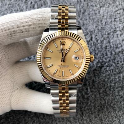 Replica Datejust Japan Miyota 8215 Automatic Couple watch Gold Dial Jubilee Bracelet Two Tone Yellow Gold E405