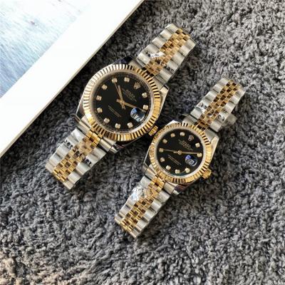 Replica Datejust Japan Miyota 8215 Automatic Couple watch Gold Dial Jubilee Bracelet Two Tone Yellow Gold E405