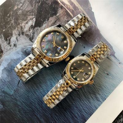 Replica Datejust Japan Miyota 8215 Automatic Couple watch Gold Dial Jubilee Bracelet Two Tone Yellow Gold E405