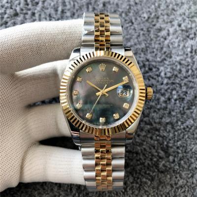 Replica Datejust Japan Miyota 8215 Automatic Couple watch Gold Dial Jubilee Bracelet Two Tone Yellow Gold E405