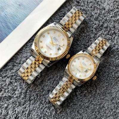 Replica Datejust Japan Miyota 8215 Automatic Couple watch Gold Dial Jubilee Bracelet Two Tone Yellow Gold E405