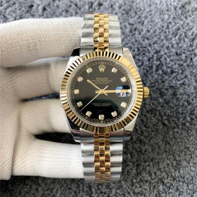 Replica Datejust Japan Miyota 8215 Automatic Couple watch Gold Dial Jubilee Bracelet Two Tone Yellow Gold E405