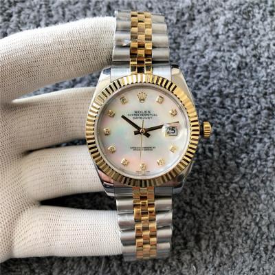 Replica Datejust Japan Miyota 8215 Automatic Couple watch Gold Dial Jubilee Bracelet Two Tone Yellow Gold E405