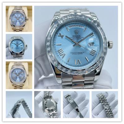 Replica Day-Date A2813 Automatic Movement Mens Watch Ice Blue Dial Oyster Bracelet SS E409