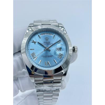 Replica Day-Date A2813 Automatic Movement Mens Watch Ice Blue Dial Oyster Bracelet SS E409