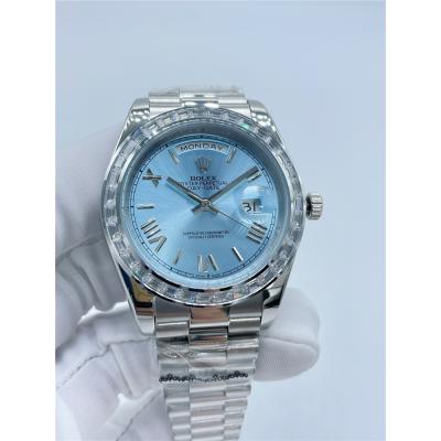 Replica Day-Date A2813 Automatic Movement Mens Watch Ice Blue Dial Oyster Bracelet SS E409