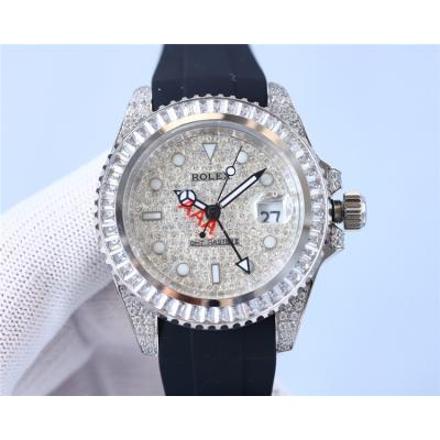 Replica GMT-Master II A21 Automatic Mens Watch Full Diamonds Dial Rubber Strap E411