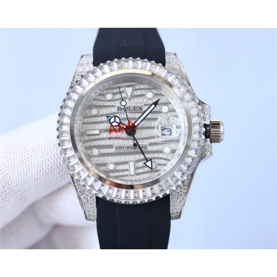 Replica GMT-Master II A21 Automatic Mens Watch Full Diamonds Dial Rubber Strap E411