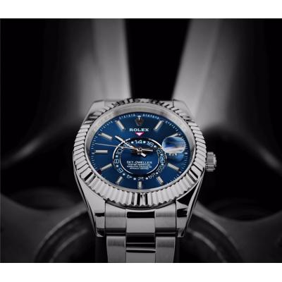 Replica Sky-Dweller A21J Automatic Movement Mens Watch Blue Dial Oyster Bracelet SS G02