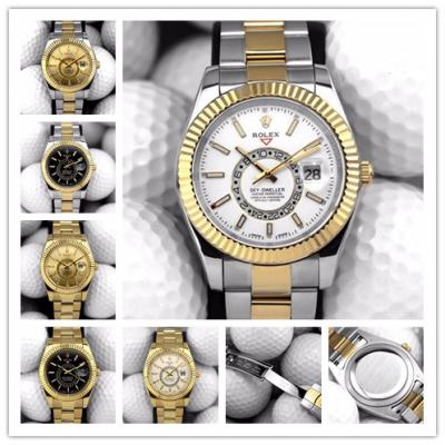 Replica Sky-Dweller A21J Automatic Movement Mens Watch White  Dial Oyster Bracelet Two Tone Yellow Gold B G03