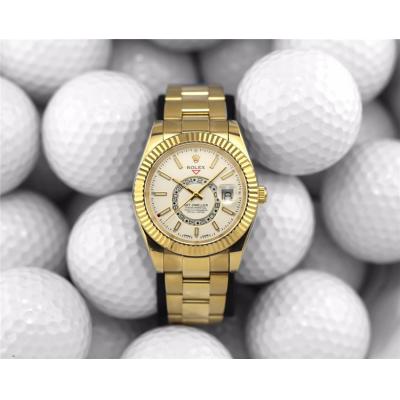 Replica Sky-Dweller A21J Automatic Movement Mens Watch White  Dial Oyster Bracelet Two Tone Yellow Gold B G03