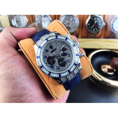 Replica Cosmograph Daytona A21J Automatic Mens Watch Full Diamonds Dial Leather Strap B242