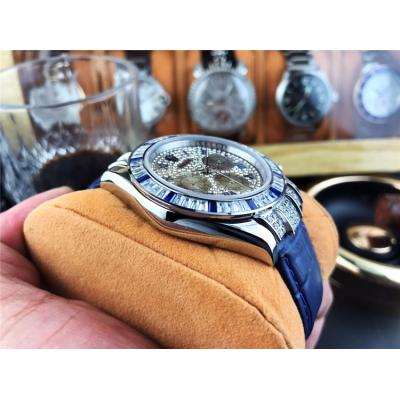 Replica Cosmograph Daytona A21J Automatic Mens Watch Full Diamonds Dial Leather Strap B242