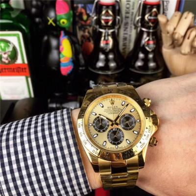 Replica Cosmograph Daytona Japan Quartz Chronograph Mens Watch Black Dial Oyster Bracelet Yellow Gold B244