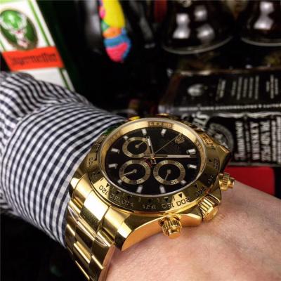 Replica Cosmograph Daytona Japan Quartz Chronograph Mens Watch Black Dial Oyster Bracelet Yellow Gold B244