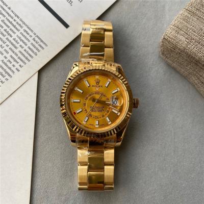 Replica Sky-Dweller A2813 Automatic Movement Mens Watch Gold Dial Oyster Bracelet Yellow Gold B246