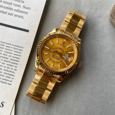 Replica Sky-Dweller A2813 Automatic Movement Mens Watch Gold Dial Oyster Bracelet Yellow Gold B246