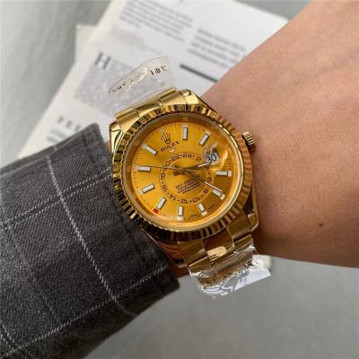 Replica Sky-Dweller A2813 Automatic Movement Mens Watch Gold Dial Oyster Bracelet Yellow Gold B246