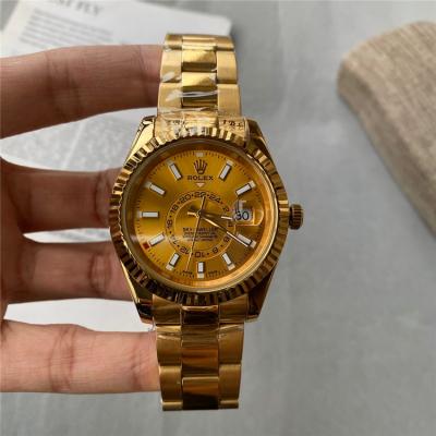 Replica Sky-Dweller A2813 Automatic Movement Mens Watch Gold Dial Oyster Bracelet Yellow Gold B246