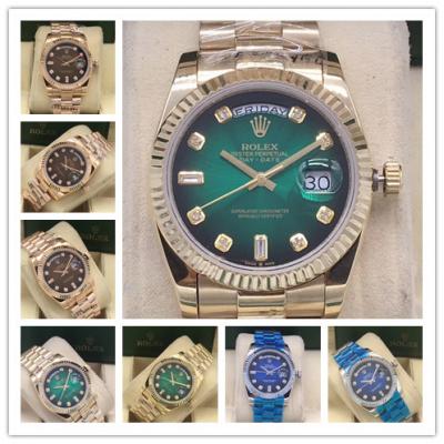 Replica Day-Date A2813 Automatic Movement Mens Watch Green Dial Oyster Bracelet Yellow Gold B251