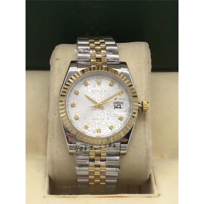 Replica Day-Date A2813 Automatic Movement Mens Watch White Dial Two Tone Yellow Gold B B253