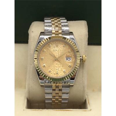 Replica Day-Date A2813 Automatic Movement Mens Watch White Dial Two Tone Yellow Gold B B253