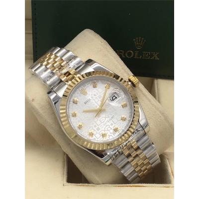 Replica Day-Date A2813 Automatic Movement Mens Watch White Dial Two Tone Yellow Gold B B253