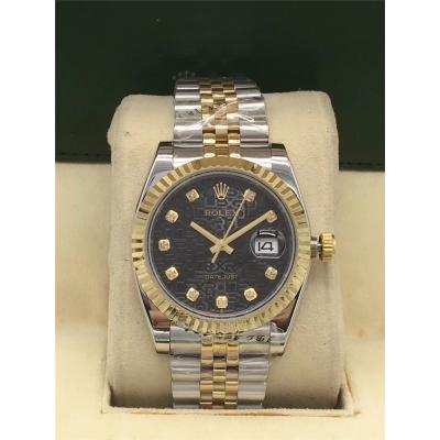 Replica Day-Date A2813 Automatic Movement Mens Watch White Dial Two Tone Yellow Gold B B253