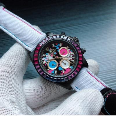 Replica Cosmograph Daytona A21J Automatic Mens Watch Graffiti Dial  Nylon Strap  B256