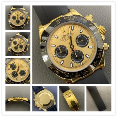 Replica Cosmograph Daytona Swiss Quartz Chronograph Mens Watch Gold Dial Rubber Strap B261