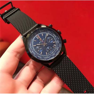 Replica Superocean Héritage Japan Quartz Chronograph Mens Watch Black Dial  Leather Strap C06