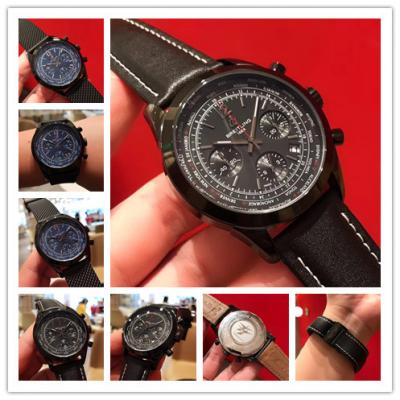 Replica Superocean Héritage Japan Quartz Chronograph Mens Watch Black Dial  Leather Strap C06