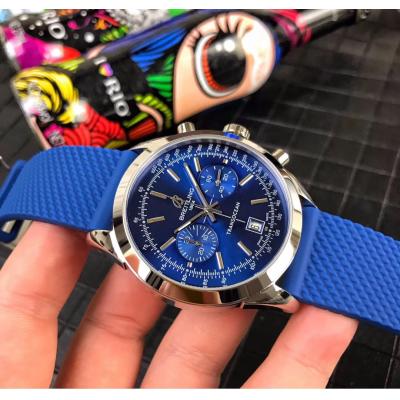 Replica Premier Japan Quartz Chronograph Mens Watch Blue Dial Rubber Strap C08