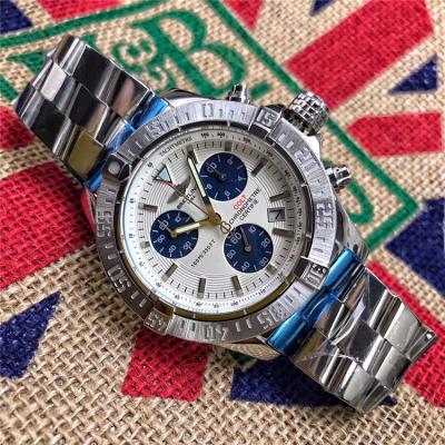 Replica Chronomat Japan Quartz Chronograph  Mens Watch White Dial Oyster Bracelet SS C09