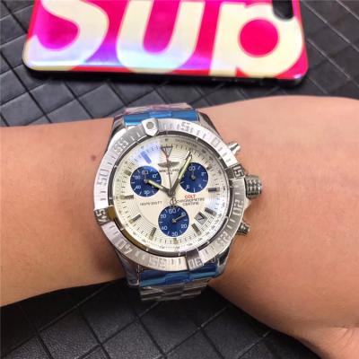 Replica Chronomat Japan Quartz Chronograph  Mens Watch White Dial Oyster Bracelet SS C09