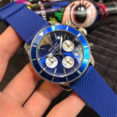 Replica Superocean Héritage Swiss Quartz Chronograph Mens Watch Blue Dial Rubber Strap C11