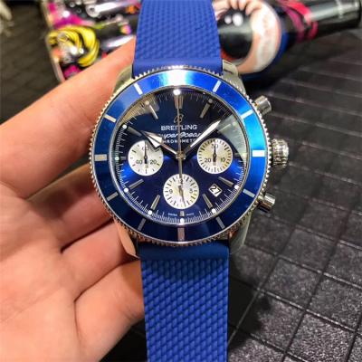 Replica Superocean Héritage Swiss Quartz Chronograph Mens Watch Blue Dial Rubber Strap C11