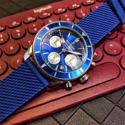 Replica Superocean Héritage Swiss Quartz Chronograph Mens Watch Blue Dial Rubber Strap C11